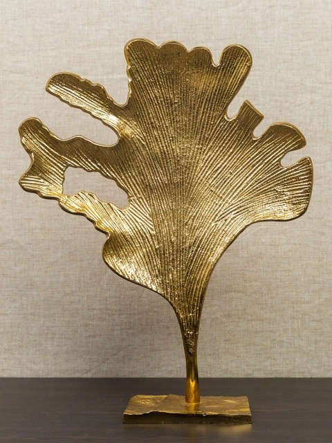 

Pure Home and Living Gold-Toned Textured Aluminium Leaf Stand Showpiece