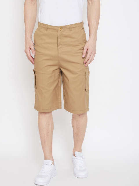 

Hypernation Men Khaki Solid Regular Fit Cargo Shorts