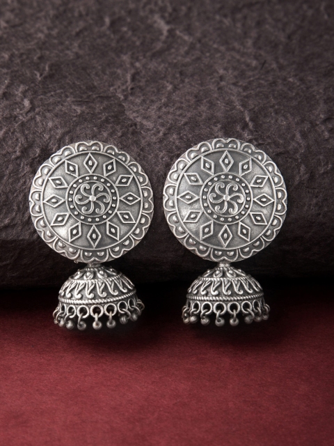

Rubans Silver-Plated Oxidised Handcrafted Classic Jhumkas