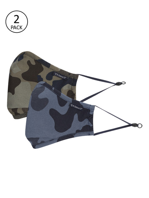 

t-base Unisex 2 Pcs 2 6-Ply Outdoor Reusable Face Masks with Replaceable filters, Olive
