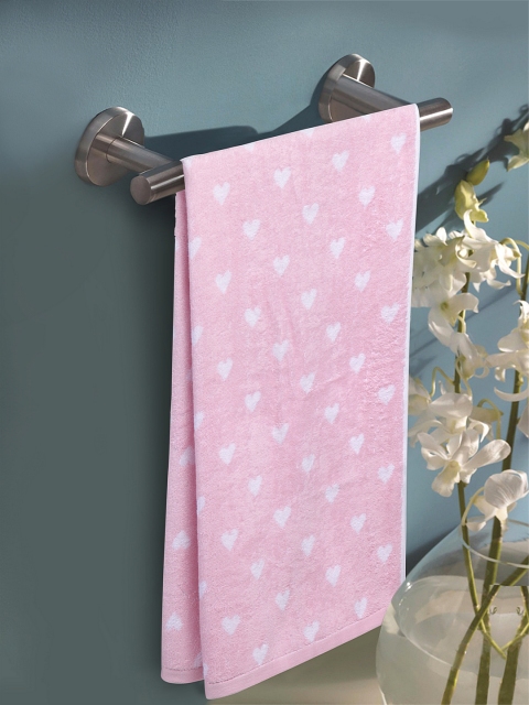 

Trident Unisex Pink & White Jacquard 500 GSM Luxury Super Soft Bath Towel