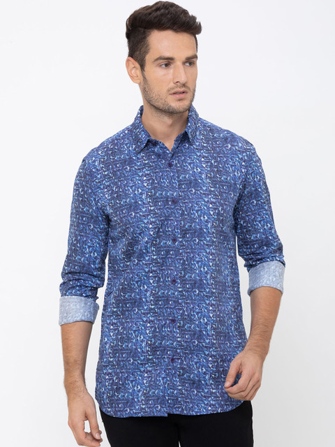 

Globus Men Blue Regular Fit Printed Casual Shirt