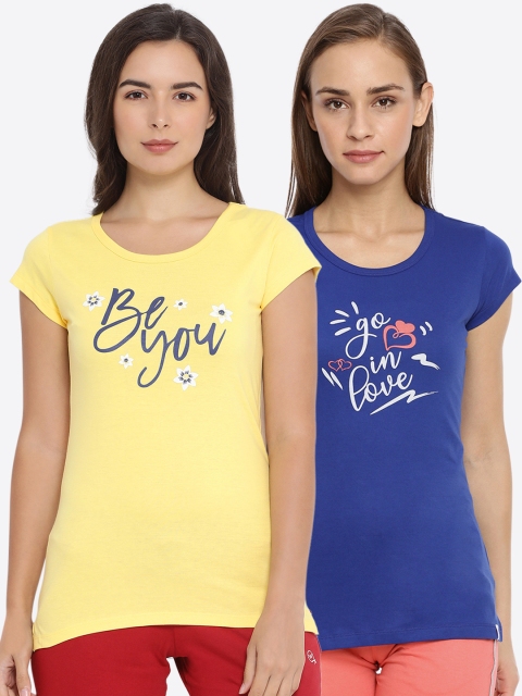 

Macrowoman W-Series Women Pack Of 2 Printed Lounge T-Shirts, Blue