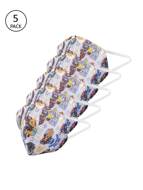 

Ahalyaa Kids Multicolor 5 pcs 4 Ply Printed ReusableWashable Protective Outdoor Face Masks, Multi