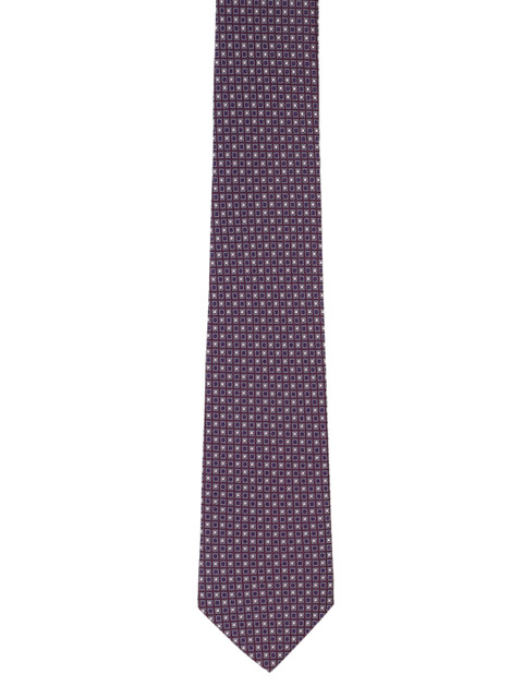 

Louis Philippe Purple & Off-White Woven Design Broad Tie