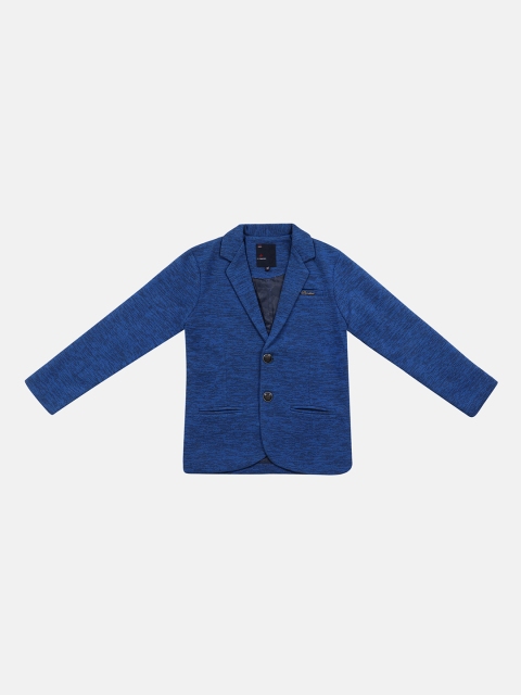 

Lil Tomatoes Boys Blue Self Design Single-Breasted Casual Blazer