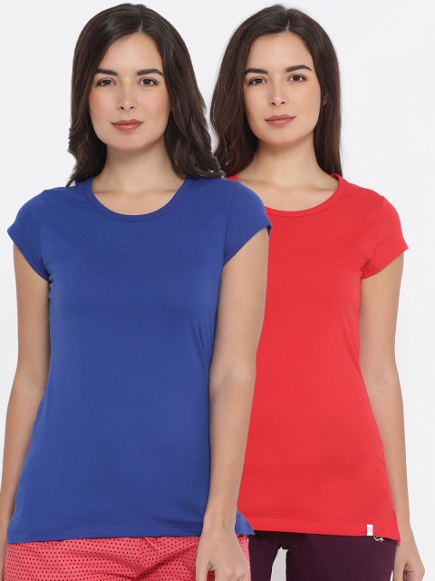 

Macrowoman W-Series Women Pack Of 2 Solid Lounge T-Shirts, Red