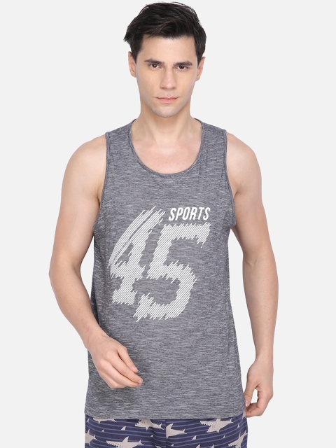 

PROTEENS Men Grey Melange Printed Round Neck T-shirt