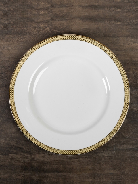 

Pure Home and Living White & Gold Encrusted Dinner Plate
