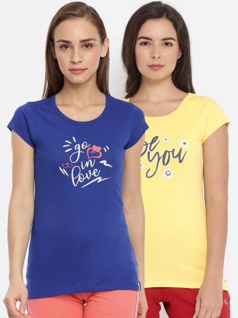 

Macrowoman W-Series Women Pack Of 2 Printed Lounge T-Shirts, Blue