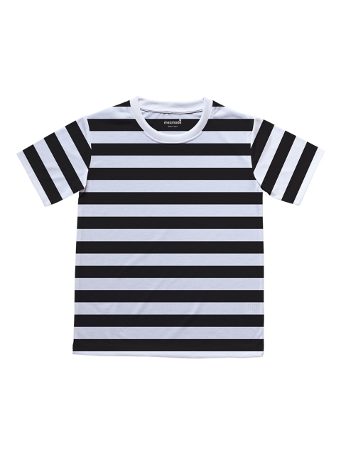 

mezmoda Boys White & Black Striped Round Neck T-shirt