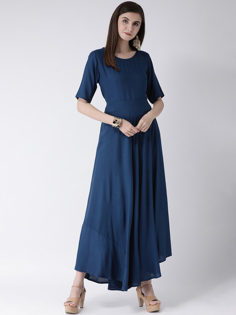 

Span Women Blue Solid A-Line Kurta