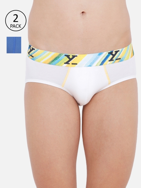 

XYXX Men Pack of 2 White & Blue Solid Ultra Soft Briefs XYBRF2PCKN121