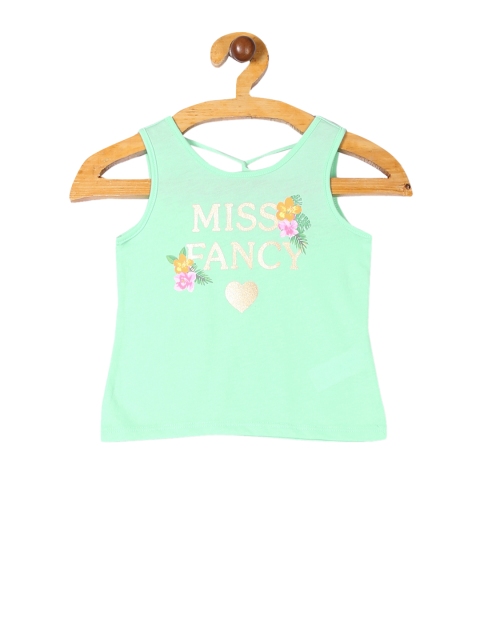 

The Childrens Place Girls Sea Green Printed Tank Top