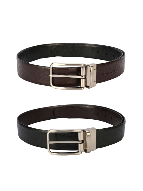 

Allen Solly Set Of 2 Leather Textured Reversible Belts, Brown