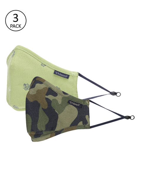 

t-base Pack of 2 Kids 6-Ply Outdoor Reusable Face Masks with Replaceable filters, Green