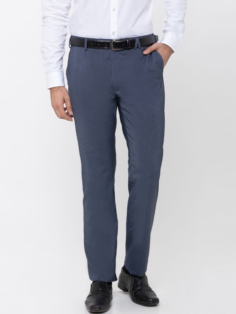 

Globus Men Blue Regular Fit Self Design Formal Trousers