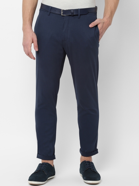 

Allen Solly Men Navy Blue Slim Fit Self Design Regular Trousers