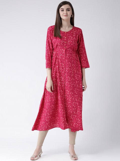 

Span Women Pink Printed A-Line Kurta
