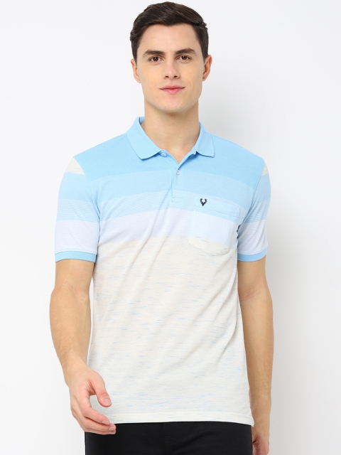 

Allen Solly Men Blue Striped Polo Collar T-shirt