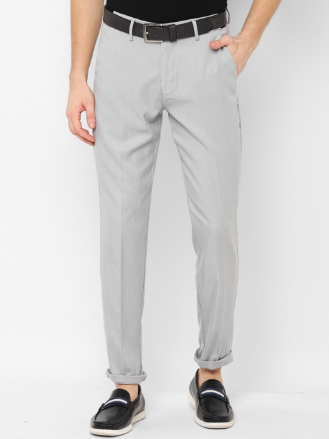 

Allen Solly Men Grey Slim Fit Self Design Regular Trousers