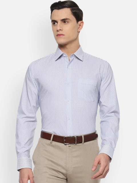

Van Heusen Men White & Navy Blue Slim Fit Striped Formal Shirt