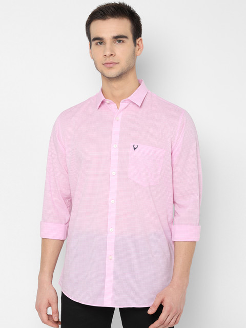 

Allen Solly Men Pink Slim Fit Checked Casual Shirt