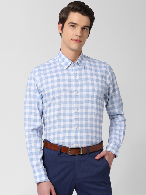 

Peter England Elite Men Blue & White Regular Fit Checked Formal Shirt
