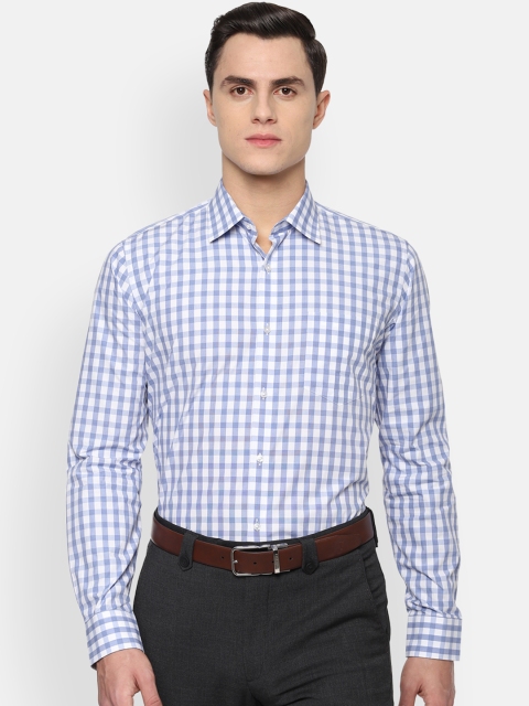 

Van Heusen Men Blue & White Slim Fit Checked Formal Shirt