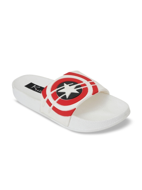 

Kielz Men White & Red Captain America Printed Sliders