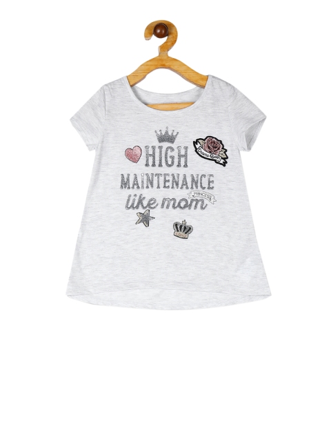 

The Childrens Place Girls Grey Printed Glitter A-Line Top
