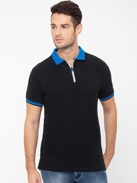 

Globus Men Black Solid Polo Collar T-shirt