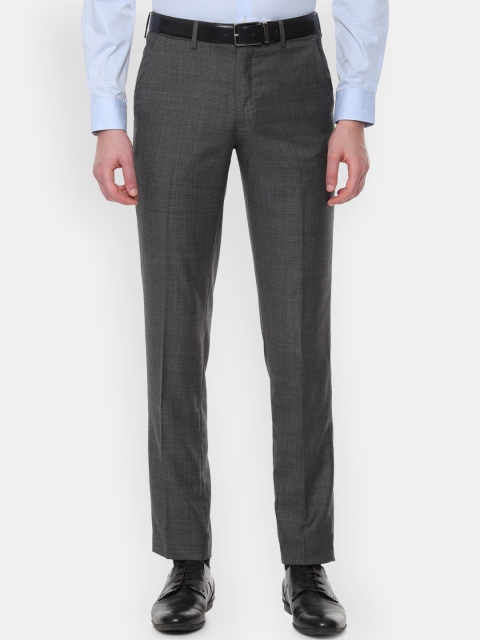 

Van Heusen Men Grey Slim Fit Self Design Formal Trousers