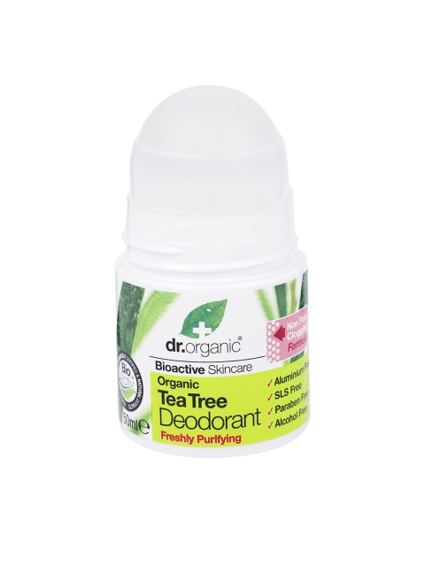

dr.organic Unisex Tea Tree Body Deodorant Roll On 50ml, Green