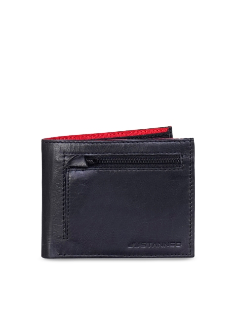 

Justanned Men Black Solid Two Fold Leather Wallet
