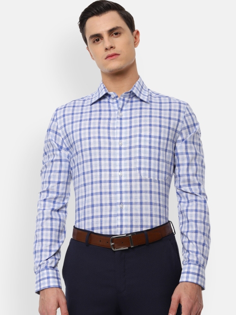 

Louis Philippe Men Blue & White Regular Fit Checked Formal Shirt