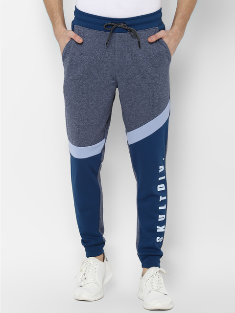 

SKULT by Shahid Kapoor Men Navy Blue & Grey Colourblocked Slim-Fit Joggers