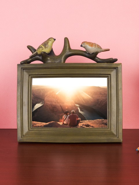 

Golden Peacock Olive Green & Brown Solid Rectangular Table-Top Photo Frame