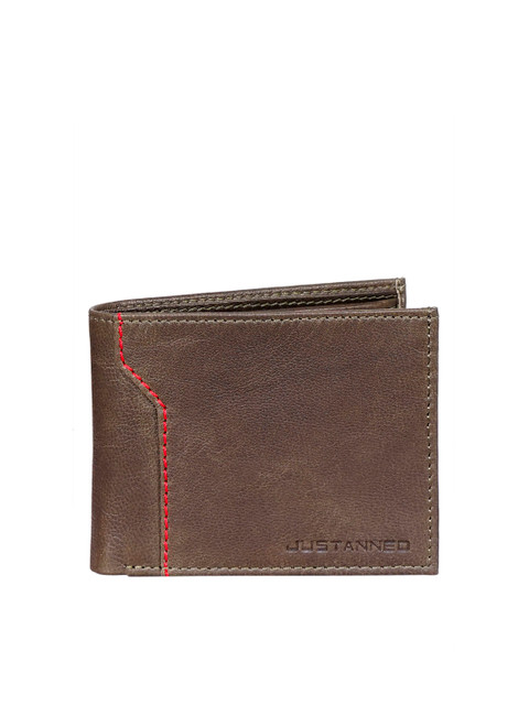

Justanned Men Brown Solid Two Fold Leather Wallet