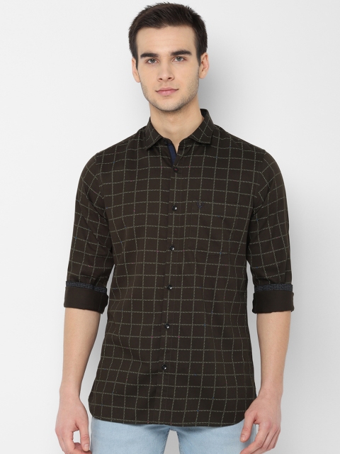 

Allen Solly Men Olive Brown Slim Fit Checked Casual Shirt