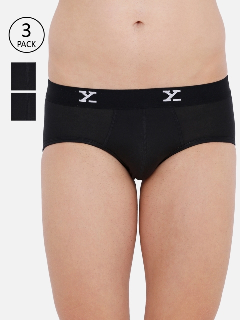 

XYXX Men IntelliSoft Antimicrobial Micro Modal Pack of 2 Linea Briefs XYBRF3PCKN01, Black