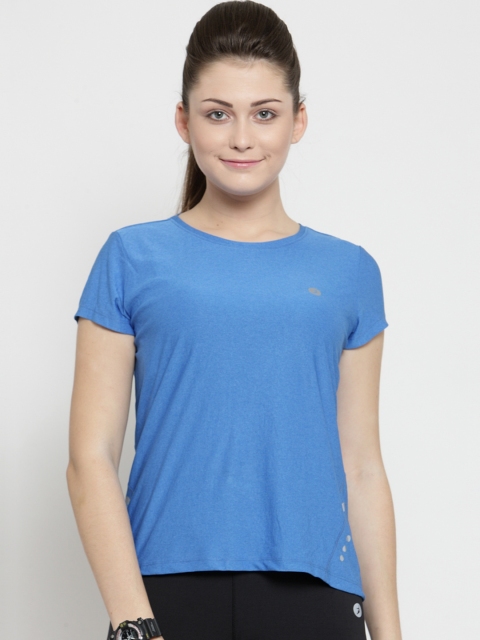 

BUKKUM Women Blue Solid Round Neck T-shirt