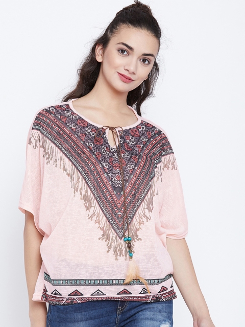 

Camey Women Peach-Coloured Printed Boxy Top