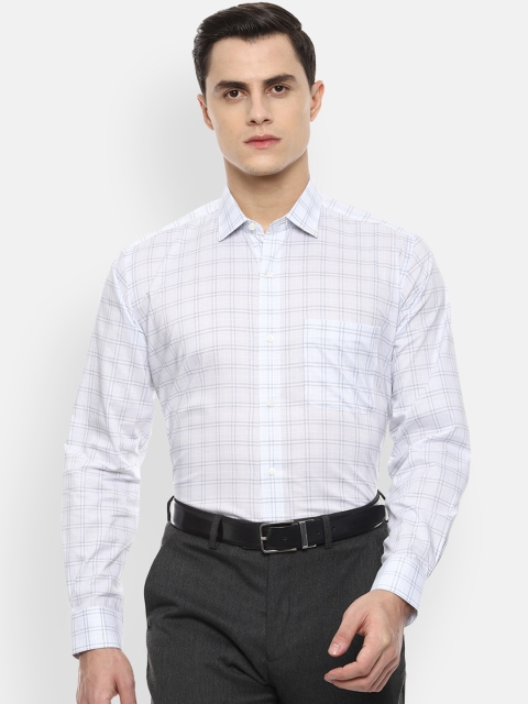 

Van Heusen Men White & Grey Regular Fit Checked Formal Shirt