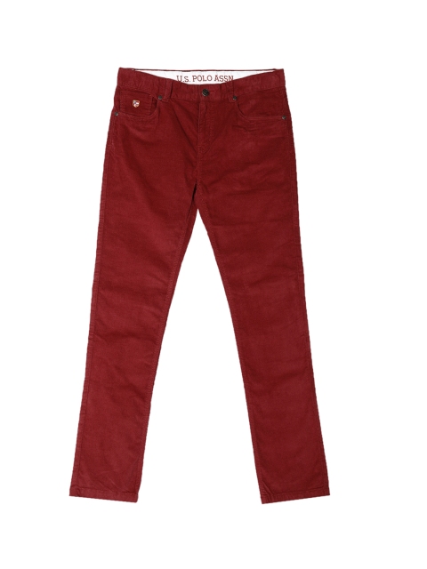 

U.S. Polo Assn. Kids Boys Red Regular Fit Solid Regular Trousers