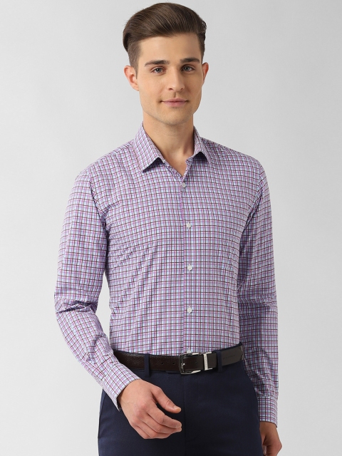 

Peter England Men Purple & Blue Slim Fit Checked Formal Shirt