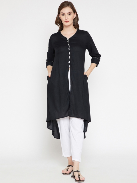 

RARE Women Black Solid A-Line Kurta