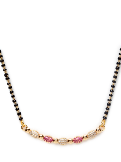 

Bhana Fashion Gold-Plated Black & White AD-Studded Beaded Designer Mangalsutra