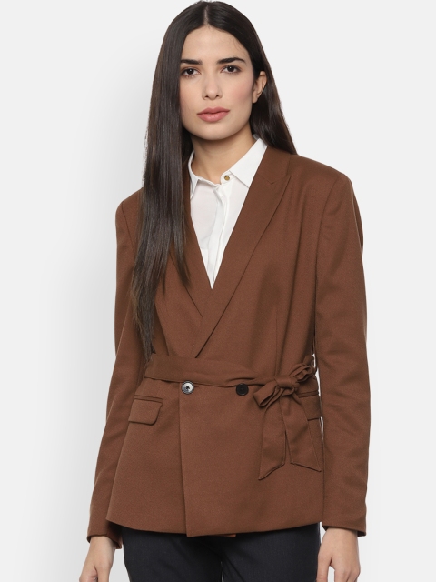 

Van Heusen Woman Brown Solid Double-Breasted Blazer