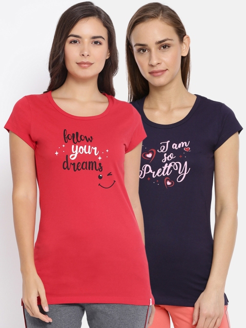 

Macrowoman W-Series Women Pack Of 2 Printed Lounge T-Shirts, Red
